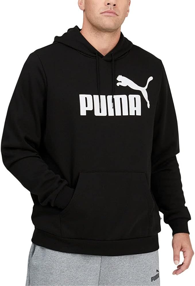 PUMA Men's Essential Big Logo Fleece Hoodie, X-Large, Black Puma