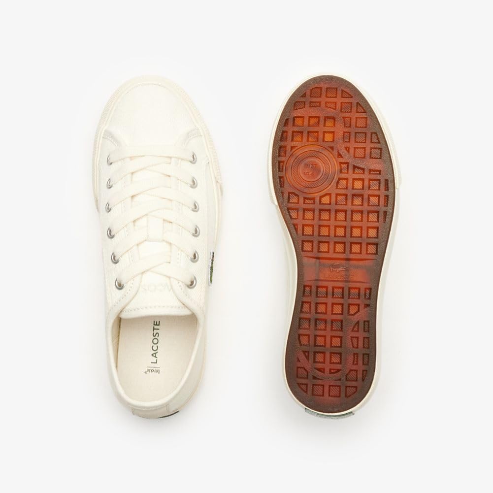 Lacoste Women's Backcourt 124 Canvas Sneaker, Off White - top and outsole