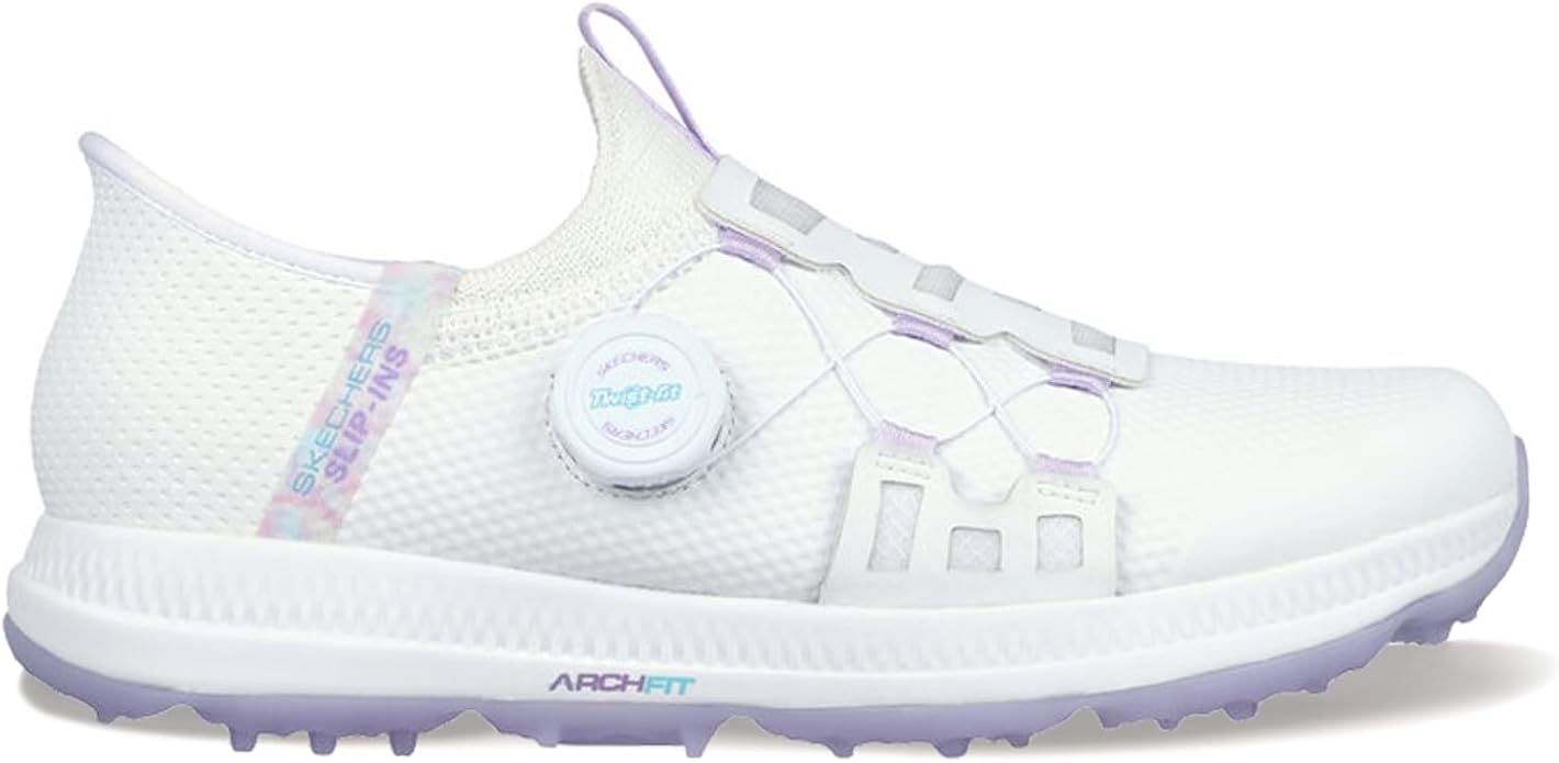 Skechers Women's Hands Free Slip-Ins: GOgolf Elite 5 Sneaker, White/Lavender, US W6 Skechers