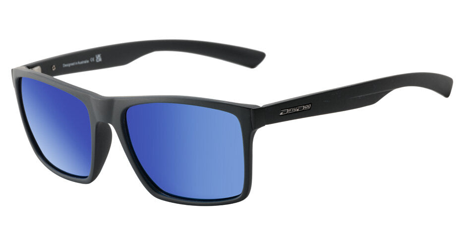 Dirty Dog Volcano Polarised Sunglasses Satin Black-Grey Blue Mirror – 57-18-140 DIRTY DOG