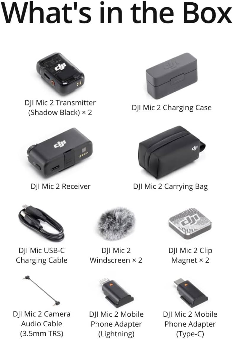 DJI Mic 2 Wireless Microphone System (2 TX + 1 RX + Charging Case) – As New DJI