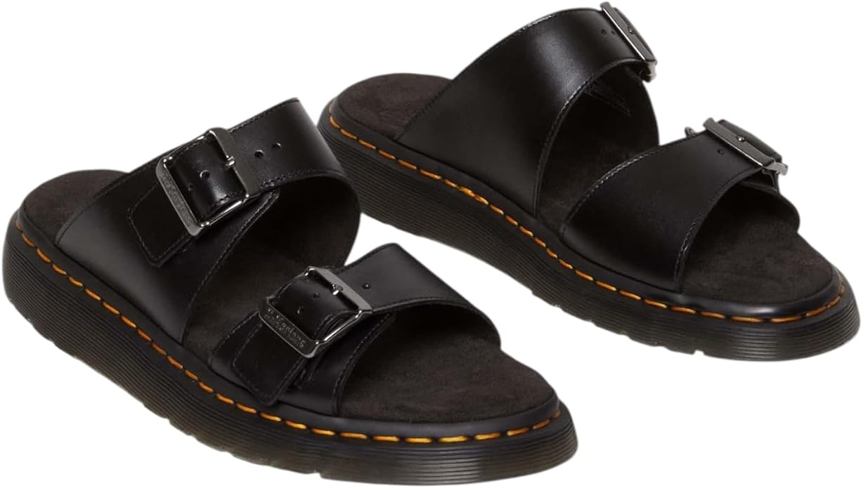Dr. Martens Unisex Josef Slide Sandal, Black Analine Leather, UK 12/US M13W14 /EU 47 Dr Martens