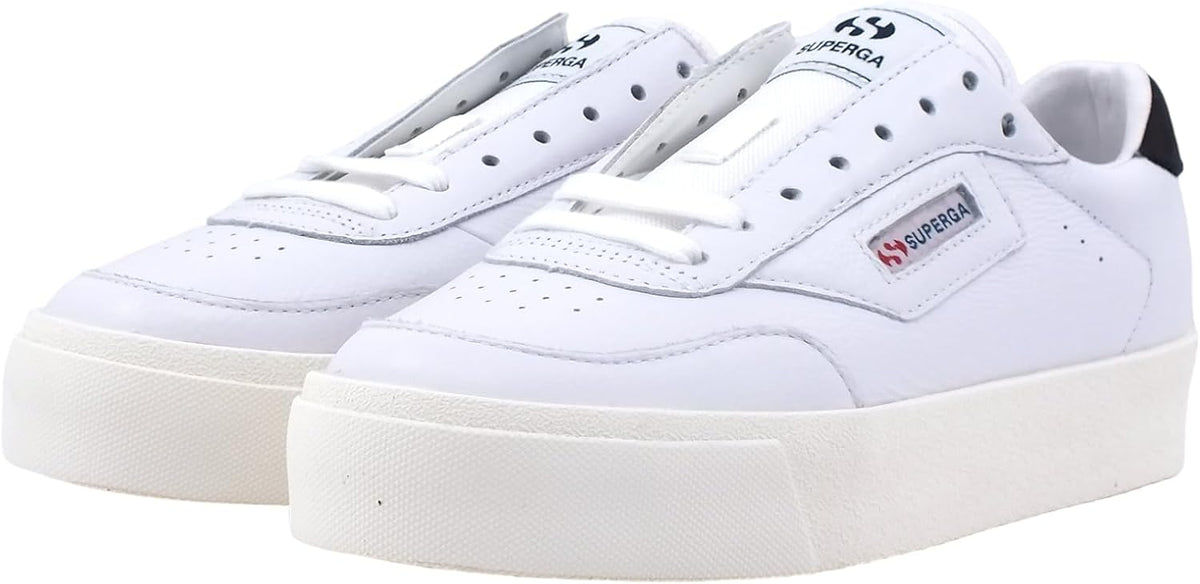 Superga Women's 3854 Court Platform Sneaker, White Black Favorio - EU 37 Superga
