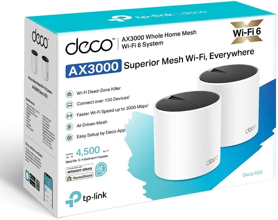 TP-Link Deco X55 AX3000 Mesh WiFi 6 System 2-Pack Whole Home Coverage – As New TP-LINK