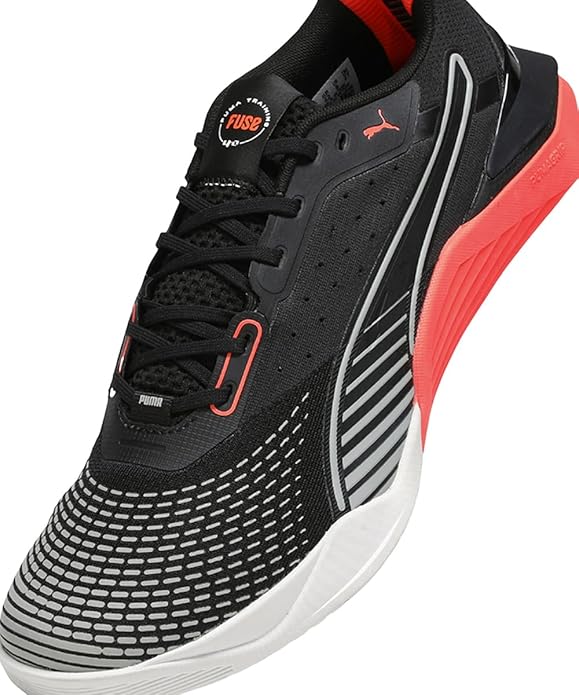 PUMA Unisex Adult's Fuse 4.0 Sneaker, PUMA Black/PUMA White/Glowing Red/Gray Echo, 10.5 US Womens/9 US Mens, EU 42 Puma