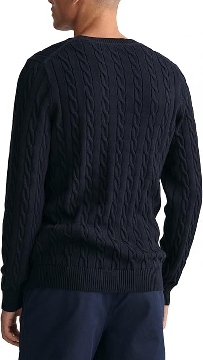 GANT Men's Cotton Cable C-Neck Sweater, Evening Blue, XS GANT