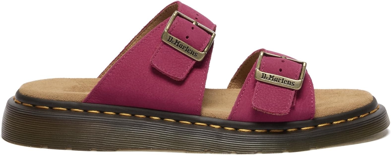 Dr. Martens Unisex Josef Slide Sandal, Fuchsia Pink Milled Nubuck Leather, UK 11/US M12W13 / EU 46 Dr Martens