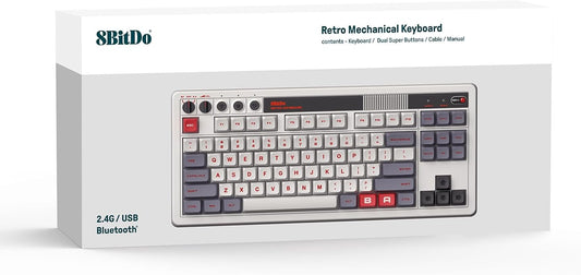 8BitDo Retro Mechanical Keyboard Bluetooth 2.4G USB-C Hot Swappable – Excellent Condition 8BITDO
