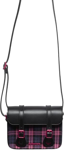 Dr. Martens 7 Inch Leather Satchel Bag, Black and Pink Multi Kiev Smooth Leather Dr Martens