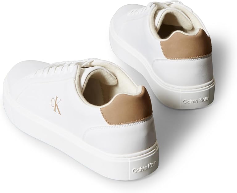 Calvin Klein Men's Classic Cupsole Sneaker, Bright White/Khaki, 44 EU Calvin Klein