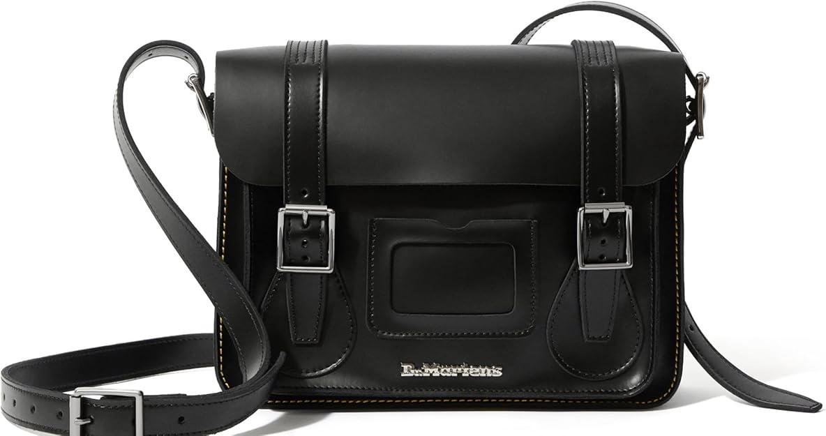 Dr. Martens 11 Inch Leather Satchel Bag, Black Kiev Smooth Leather Dr Martens