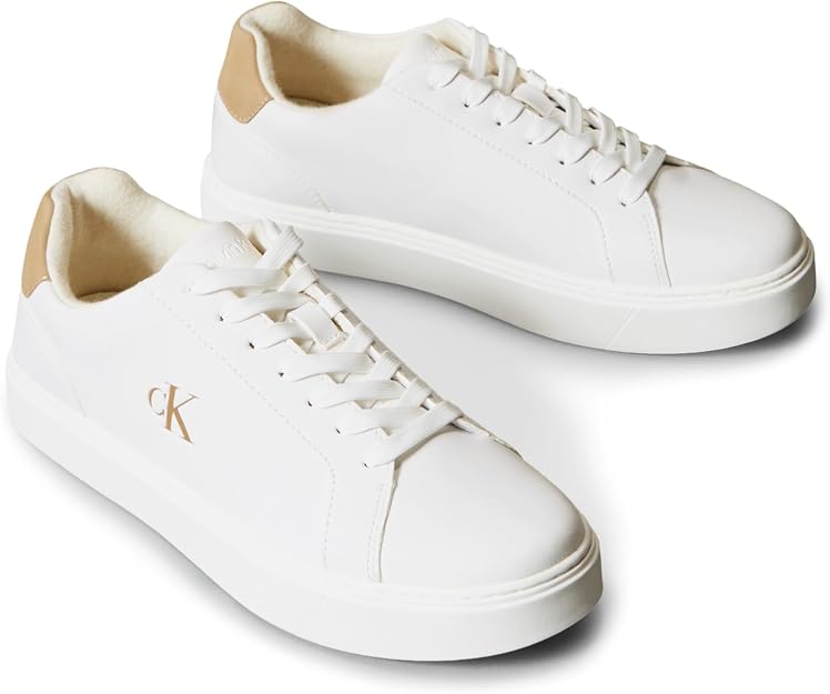 Calvin Klein Men's Classic Cupsole Sneaker, Bright White/Khaki, 44 EU Calvin Klein