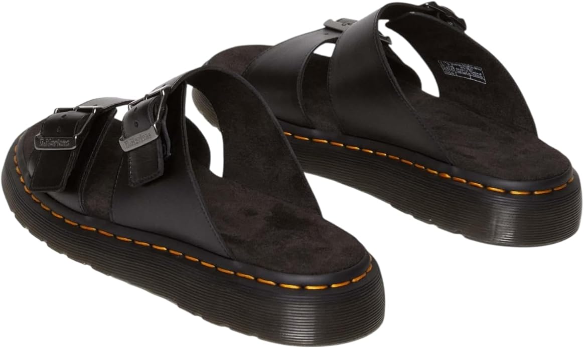 Dr. Martens Unisex Josef Slide Sandal, Black Analine Leather, UK 12/US M13W14 /EU 47 Dr Martens