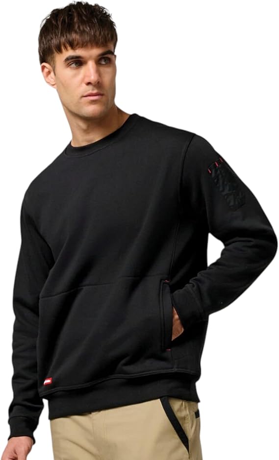 Hard Yakka Men's Foundations Brushed Fleece Crew Neck Jumper, Black, 6X-Large hard yakka