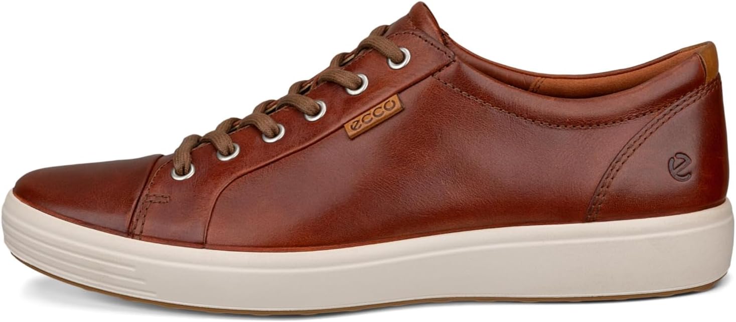 ECCO Men's Soft 7 Long Lace Leather Sneaker, Cognac, EU 44/US 10-10.5 ECCO
