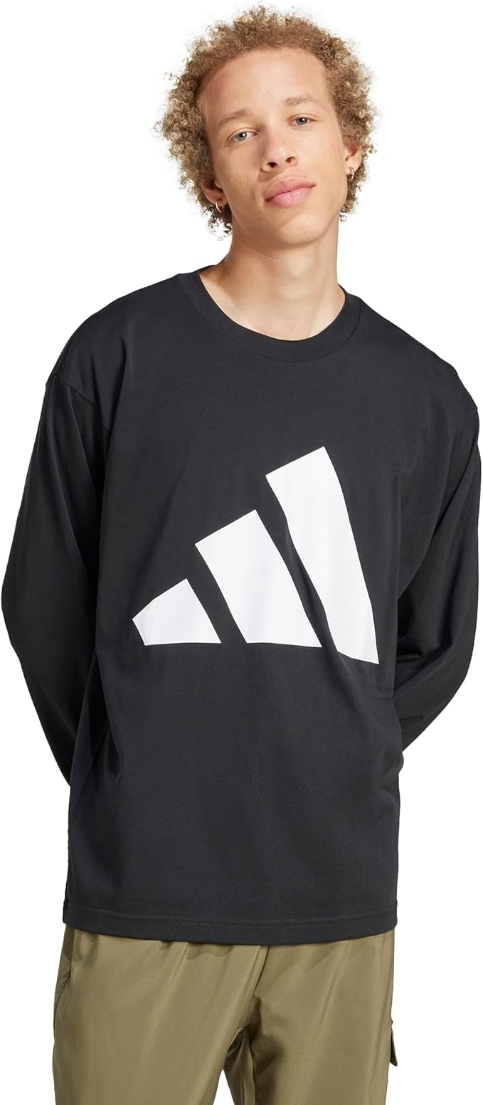 adidas Sportswear Big Logo Men's Single Jersey Long-Sleeve Top, Black, Medium ADIDAS