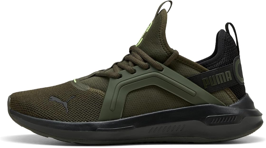 PUMA Men's Softride Enzo 5 Sneaker, Dark Olive/PUMA Black/Fizzy Light, 6 US / EU 38 Puma