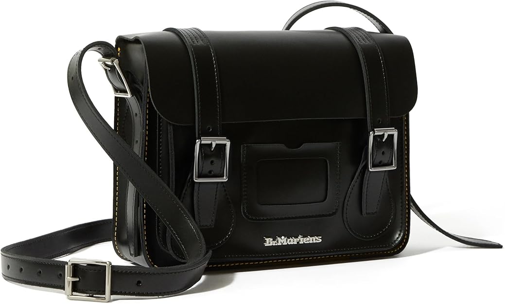 Dr. Martens 11 Inch Leather Satchel Bag, Black Kiev Smooth Leather Dr Martens