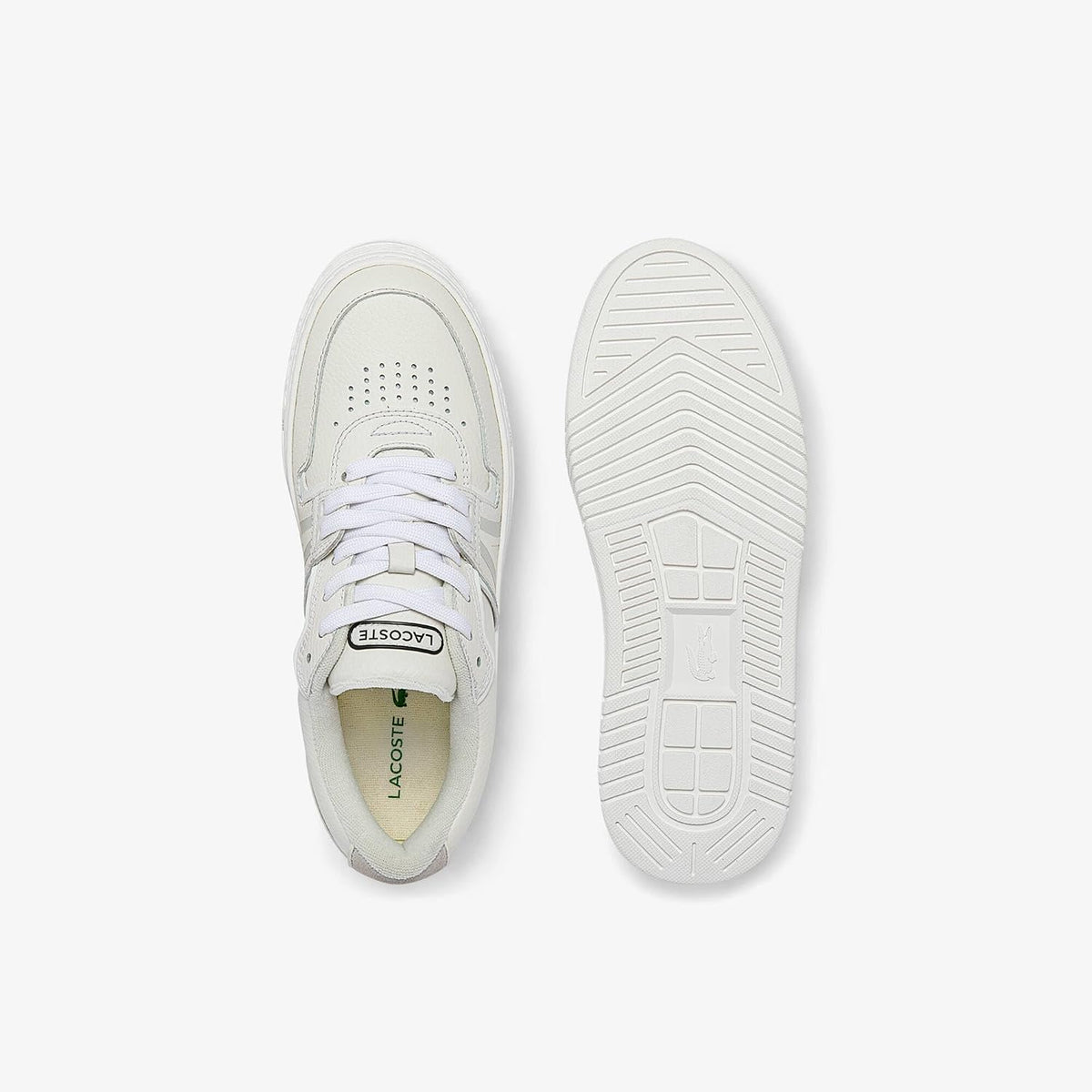 Lacoste Women's L001 Sneaker, White/Off White - top view