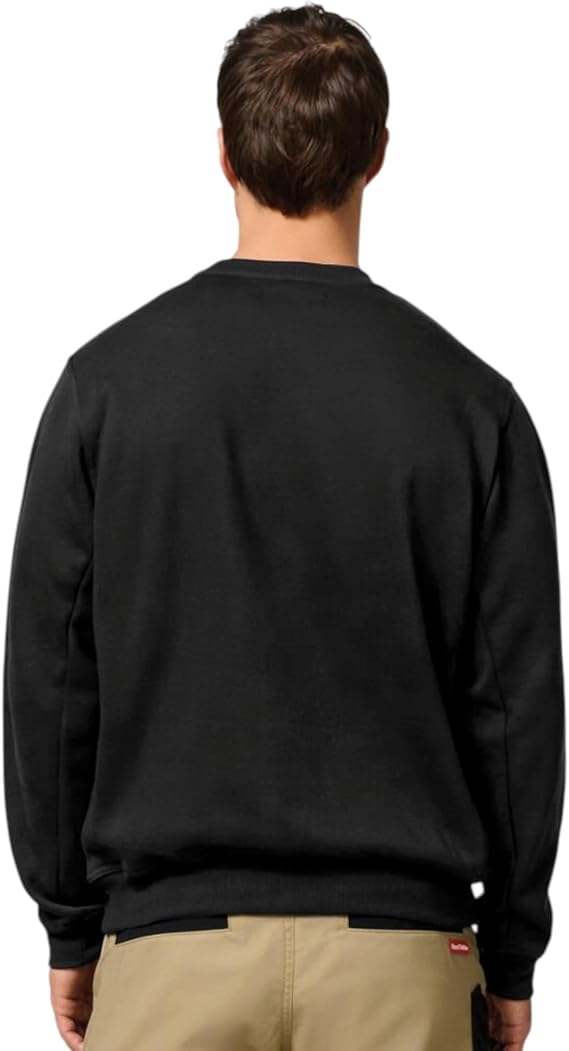 Hard Yakka Men's Foundations Brushed Fleece Crew Neck Jumper, Black, 6X-Large hard yakka