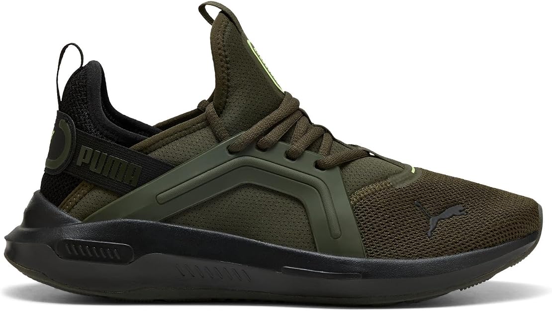 PUMA Men's Softride Enzo 5 Sneaker, Dark Olive/PUMA Black/Fizzy Light, 6 US / EU 38 Puma