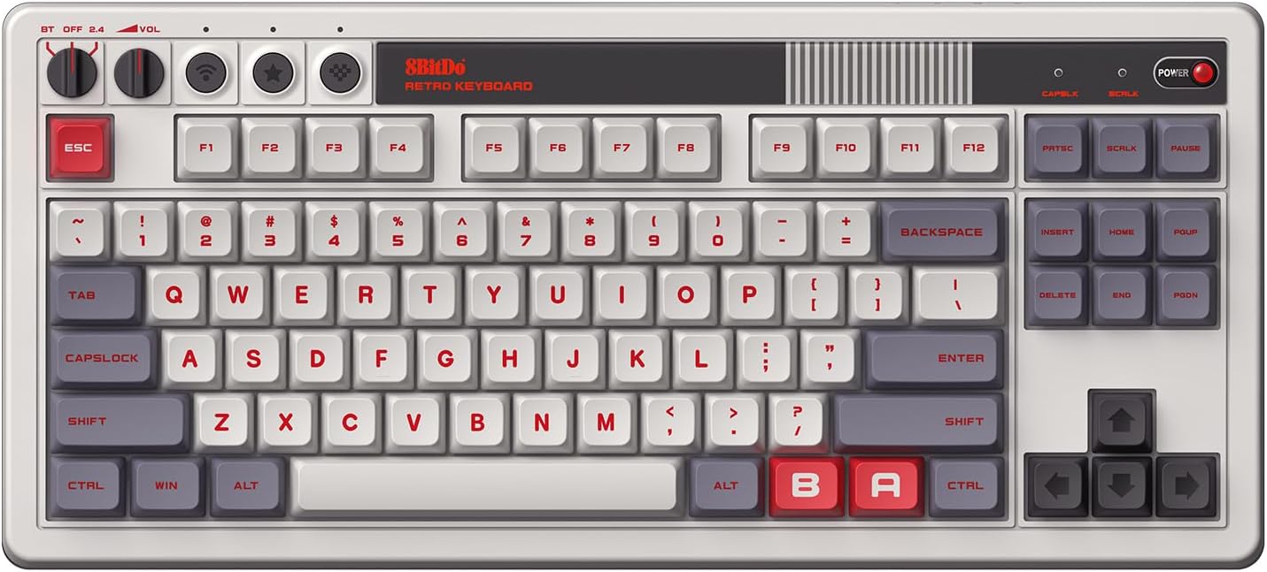 8BitDo Retro Mechanical Keyboard Bluetooth 2.4G USB-C Hot Swappable – Excellent Condition 8BITDO