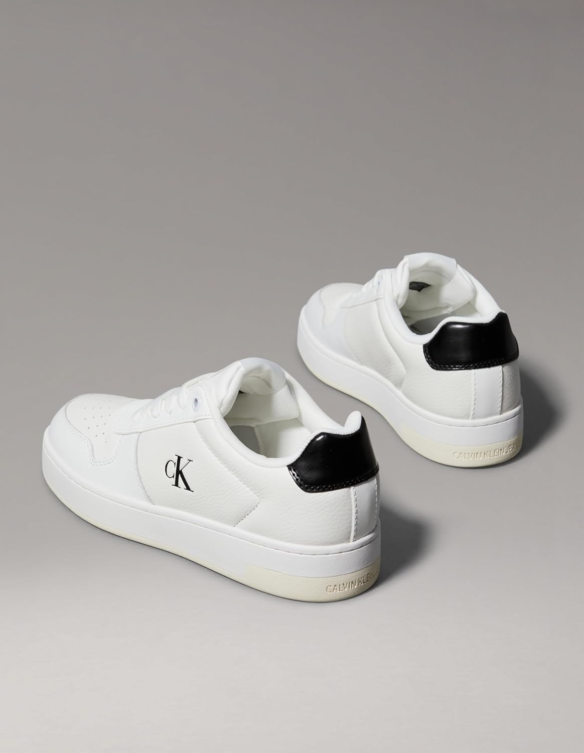 Calvin Klein Women's Leather Sneakers, Bright White/Black - EU 40