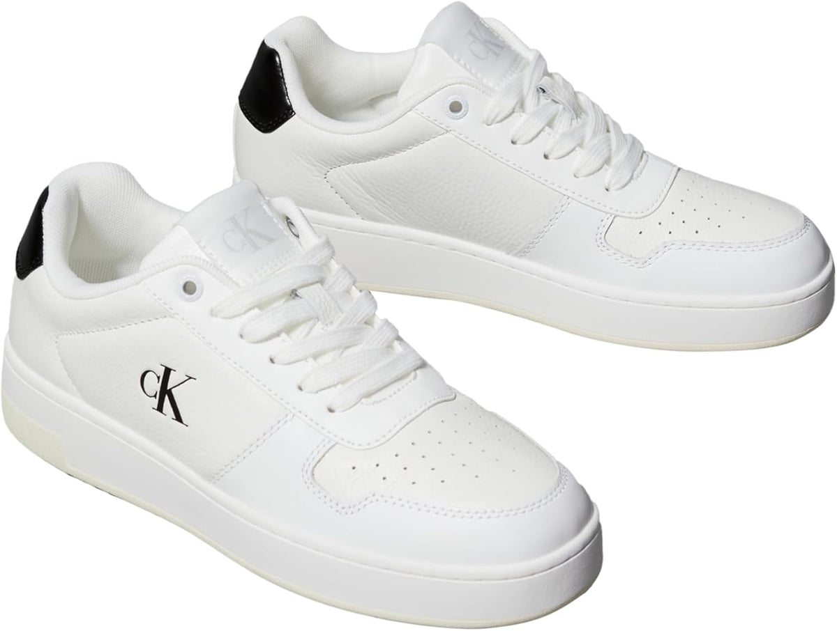 Calvin Klein Women's Leather Sneakers, Bright White/Black - EU 40