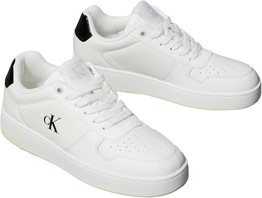 Calvin Klein Women's Leather Sneakers, Bright White/Black - EU 40