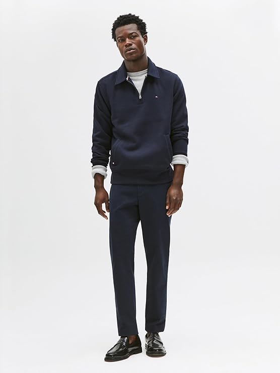 Tommy Hilfiger Men's Collared Zip Heavy Knit Polo Shirt, Desert Sky, Medium Tommy Hilfiger