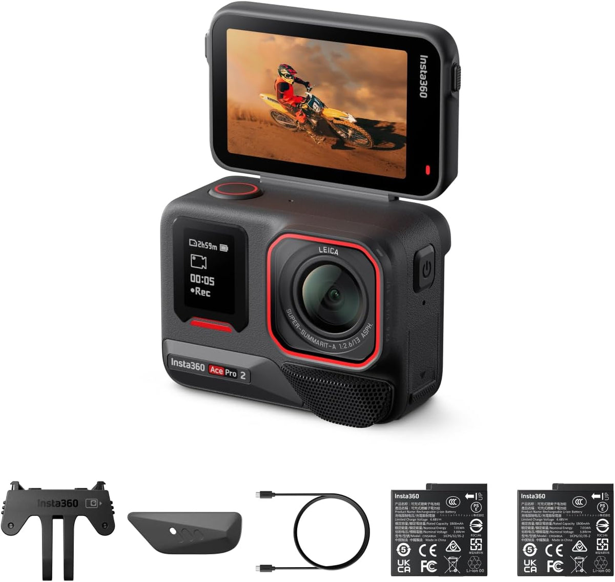 Insta360 Ace Pro 2 Standard Bundle - camera with lens cap