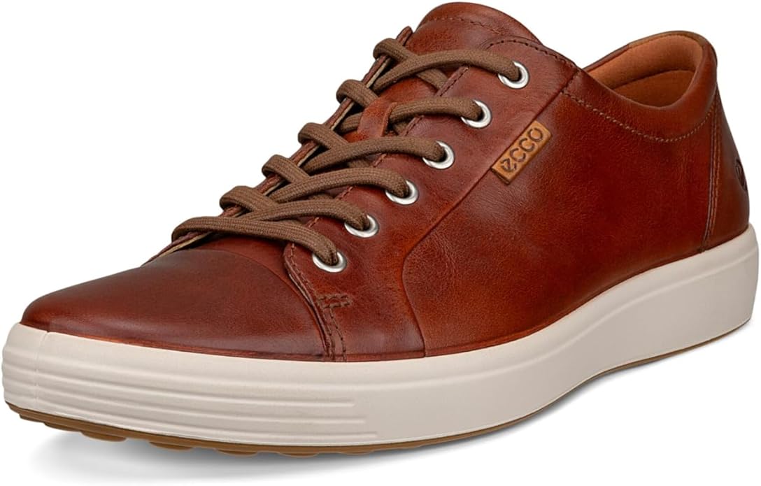ECCO Men's Soft 7 Long Lace Leather Sneaker, Cognac, EU 44/US 10-10.5 ECCO