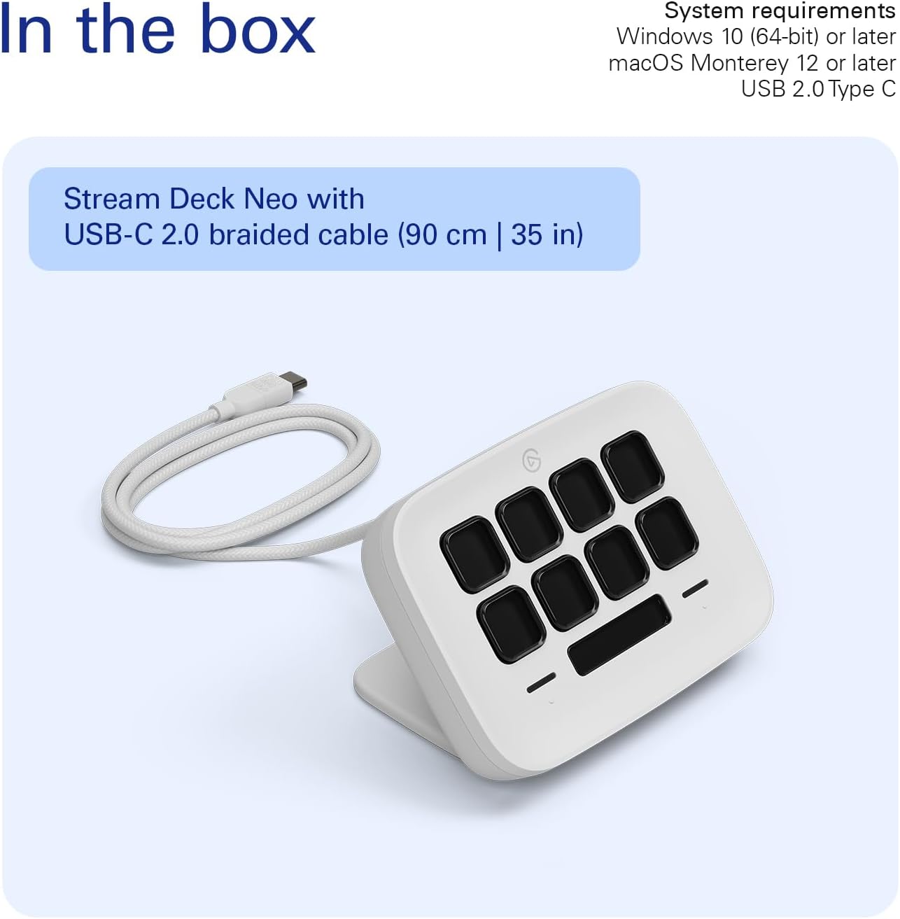 Elgato Stream Deck Neo 8-Key Customizable Control Pad for Mac & PC – As New Elgato