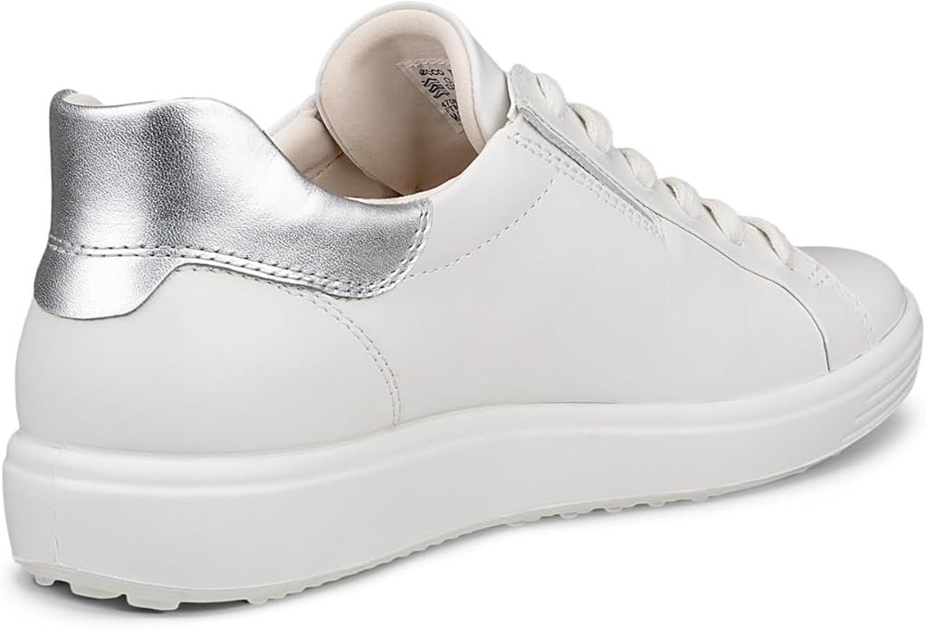 ECCO Women's Soft 7 Easy Slip Leather Sneaker, White/Pure Silver, EU 40/US 9-9.5 ECCO