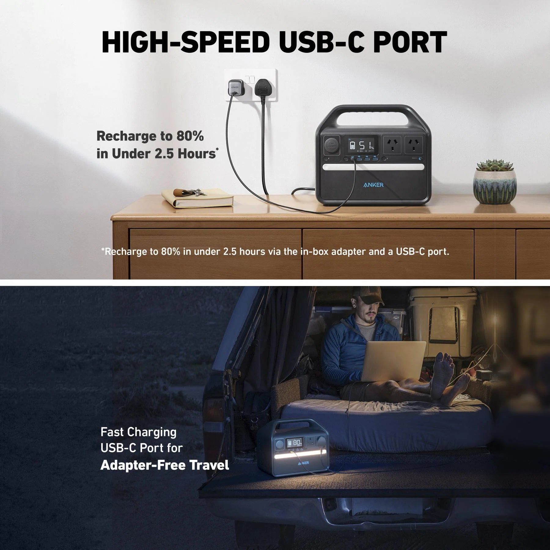 Anker 535 PowerHouse 512Wh Portable Power Station 500W LiFePO4 - As New Anker