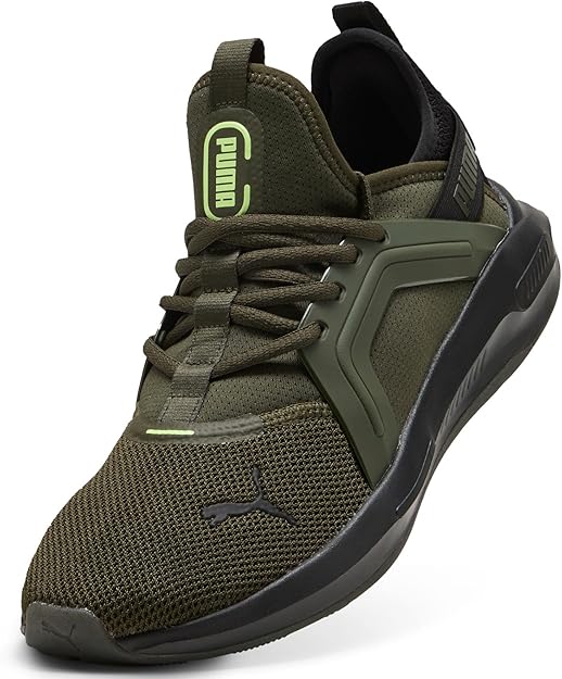 PUMA Men's Softride Enzo 5 Sneaker, Dark Olive/PUMA Black/Fizzy Light, 6 US / EU 38 Puma