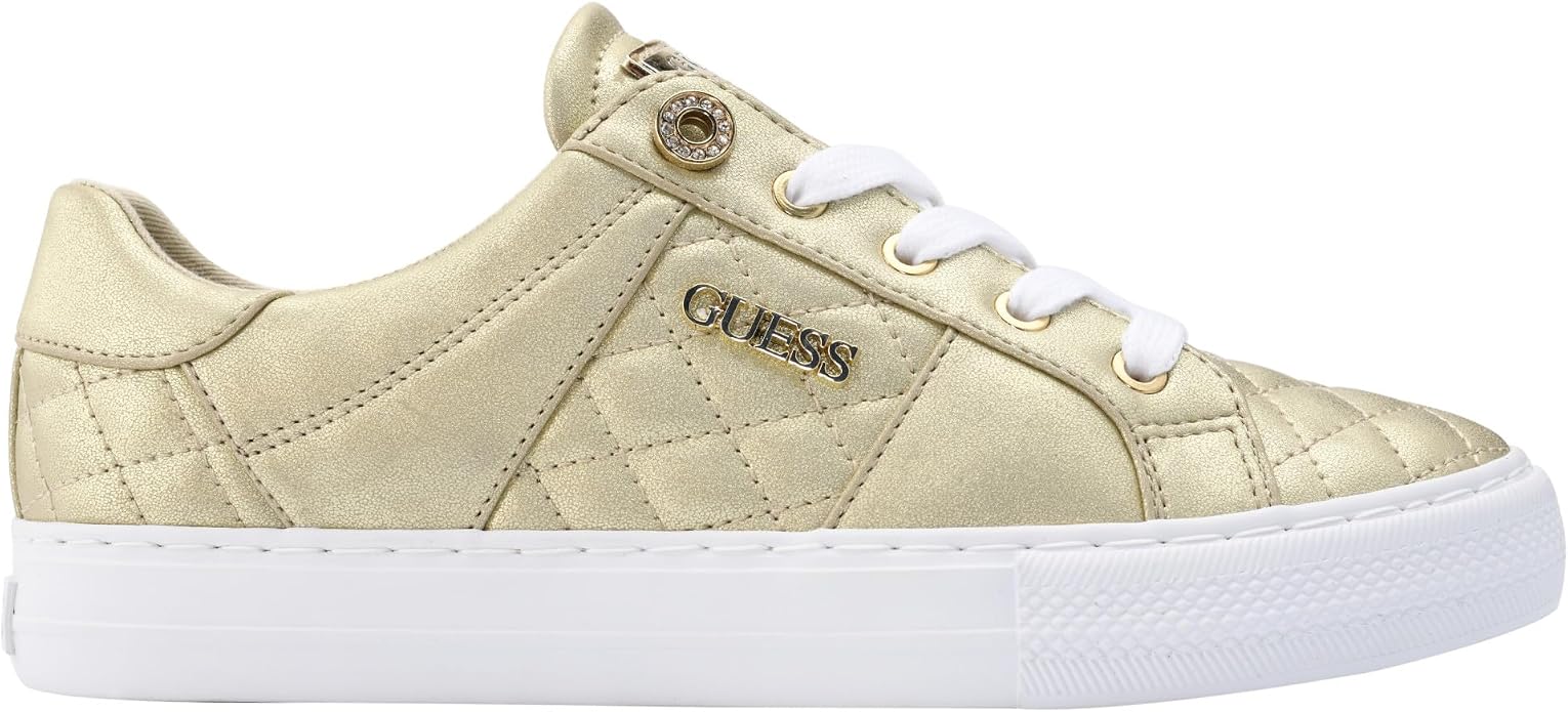 GUESS Women's Loven Sneaker, Gold, 6.5 US/ EU 37.5 GUESS