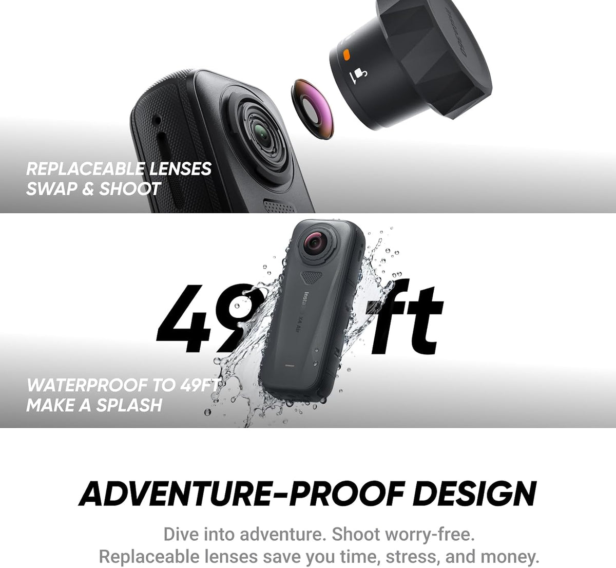 Insta360 X4 Air 8K 360 Camera 165g Lightweight Replaceable Lenses – New INSTA360