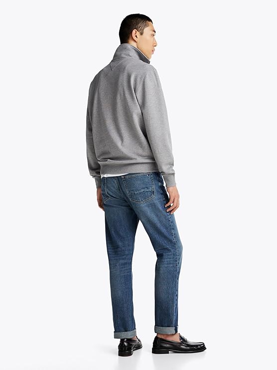 Tommy Hilfiger Men's Essential Terry 1/4 Zip Sweater, Medium Grey Heather, SM Tommy Hilfiger