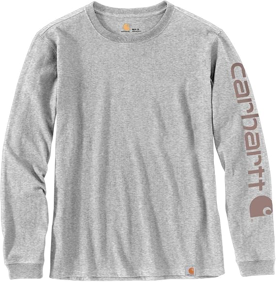 Carhartt Women's L/S Logo T-Shirt, Heather Grey, Small Carhartt