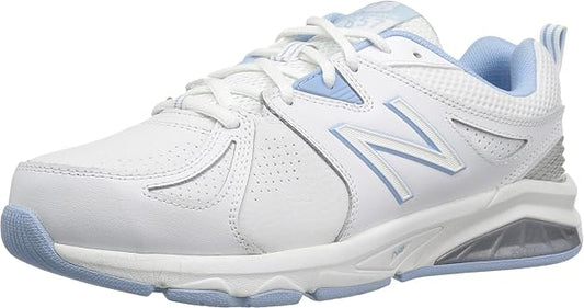 New Balance Women's 857 Cross Training Shoes, White/Blue, 6 US (Narrow) / 36.5 EU New Balance
