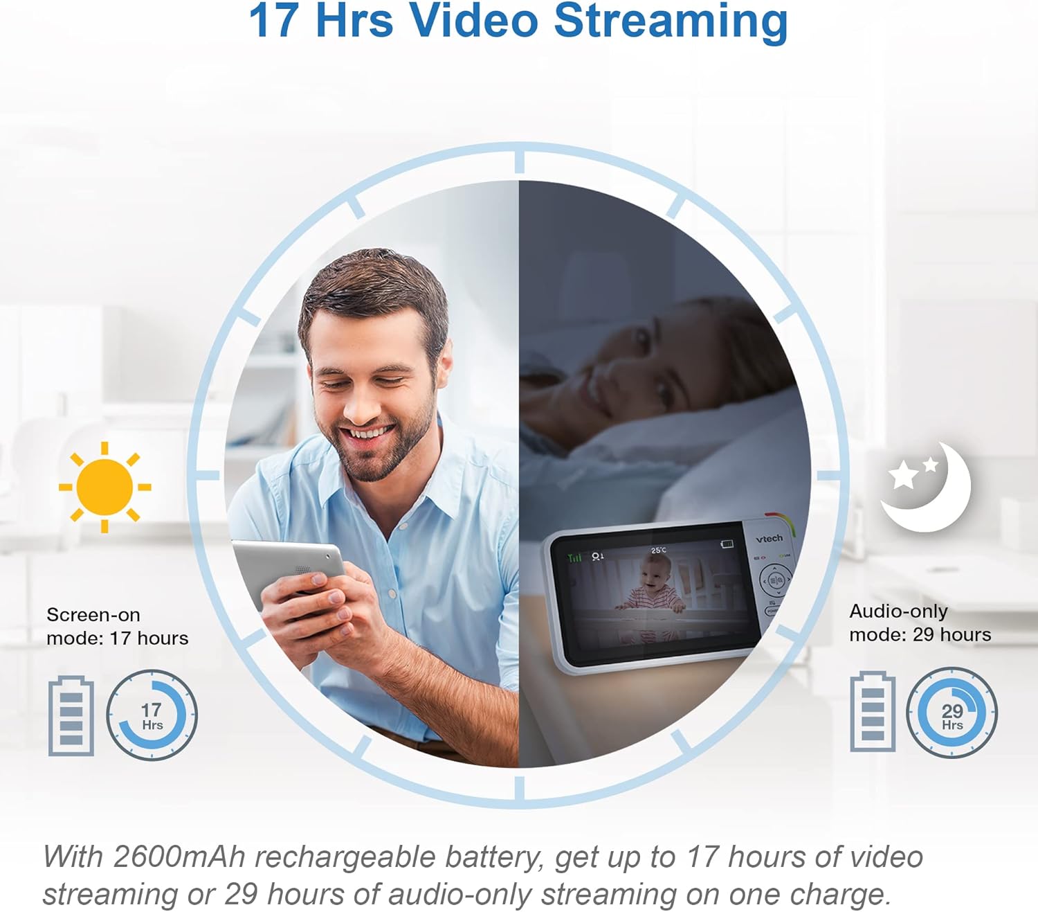 VTech BM5250N 5" Full Colour Video Baby Monitor with Night Light – As New VTECH