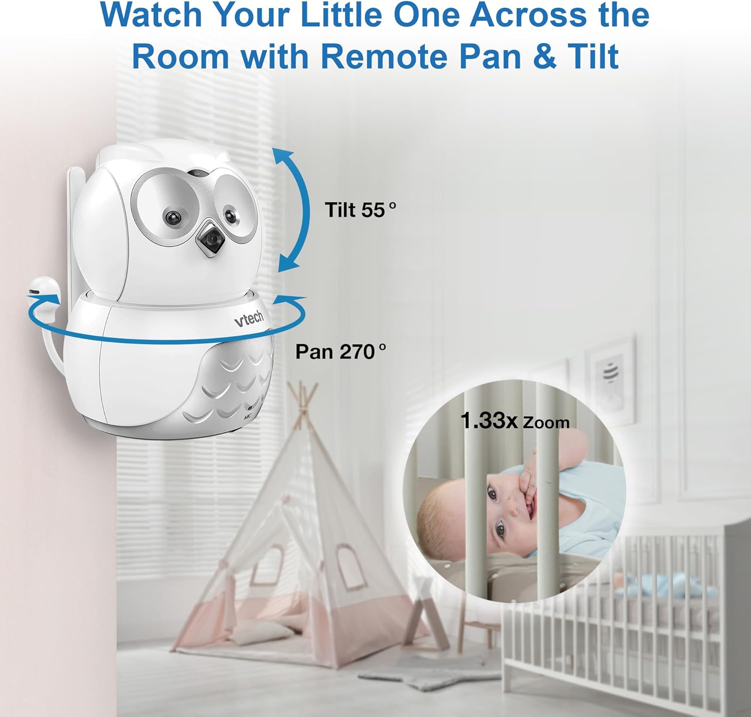 VTech BM5550-OWLN 5" Dual Camera Pan & Tilt Video Baby Monitor – Fair Condition VTECH