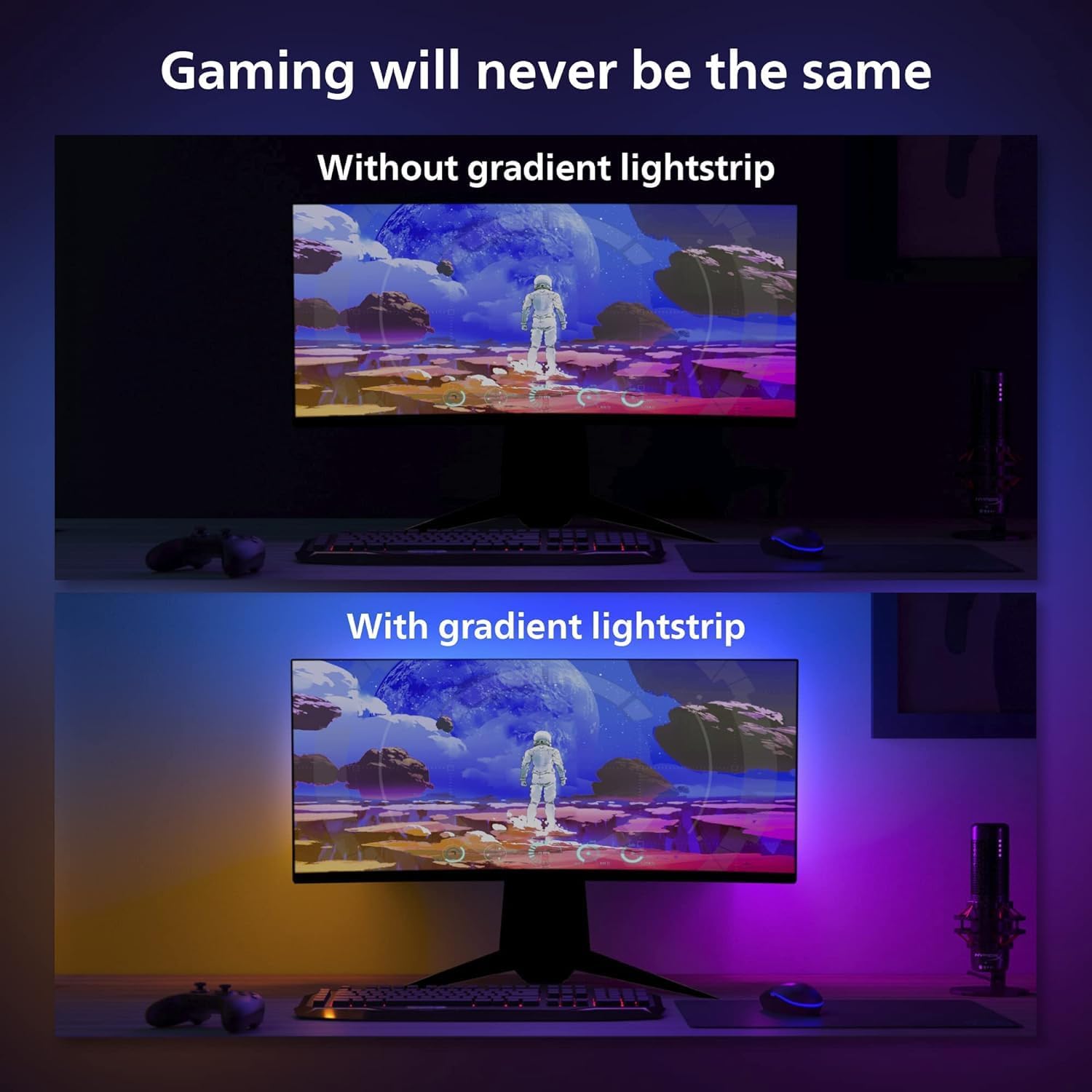 Philips Hue Play Gradient PC Lightstrip Starter Kit 24-27" Monitor + Hue Bridge – As New Philips
