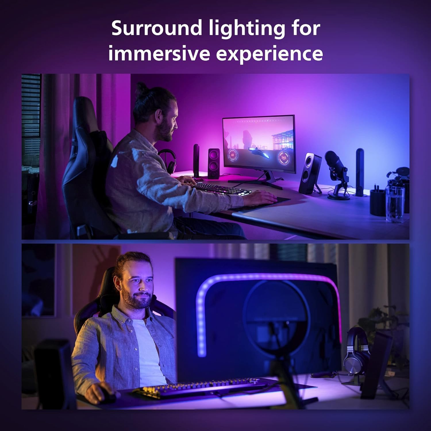 Philips Hue Play Gradient PC Lightstrip Starter Kit 24-27" Monitor + Hue Bridge – As New Philips