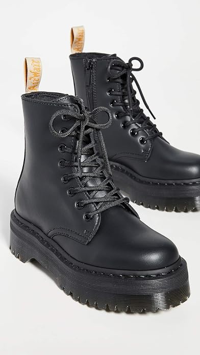 Dr. Martens Unisex Jadon II Vegan 8-Eye Lace-Up Boot, Black Vegan Leather, UK 5/US M6W7 / EU 38 Dr Martens