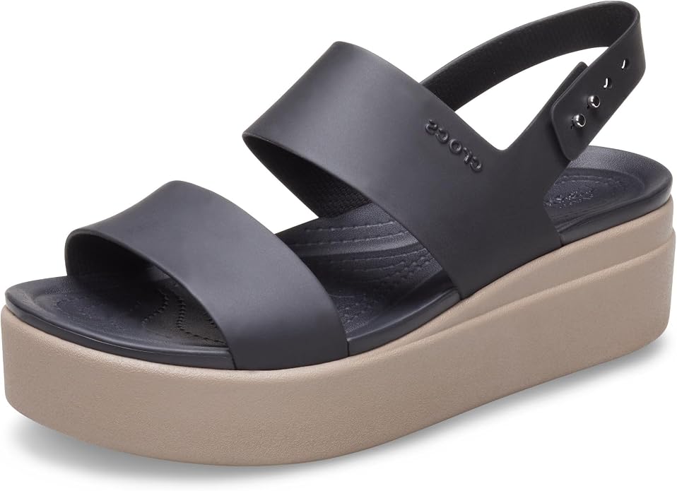 Crocs Women's Brooklyn Low Wedge Sandal, Black/Mushroom - EU 38 CROCS