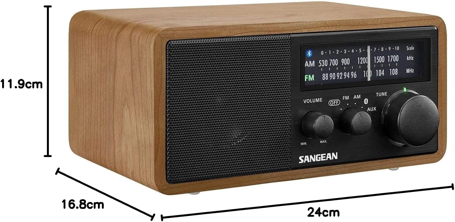 Sangean WR-11 BT+ FM/MW Radio with Bluetooth NFC, AUX and Wood Case in Lightwood/Black - As New SANGEAN