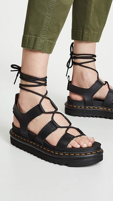 Dr. Martens Women's Nartilla Sandal, Black Hydro Leather, UK 8/US 10, EU 42 Dr Martens