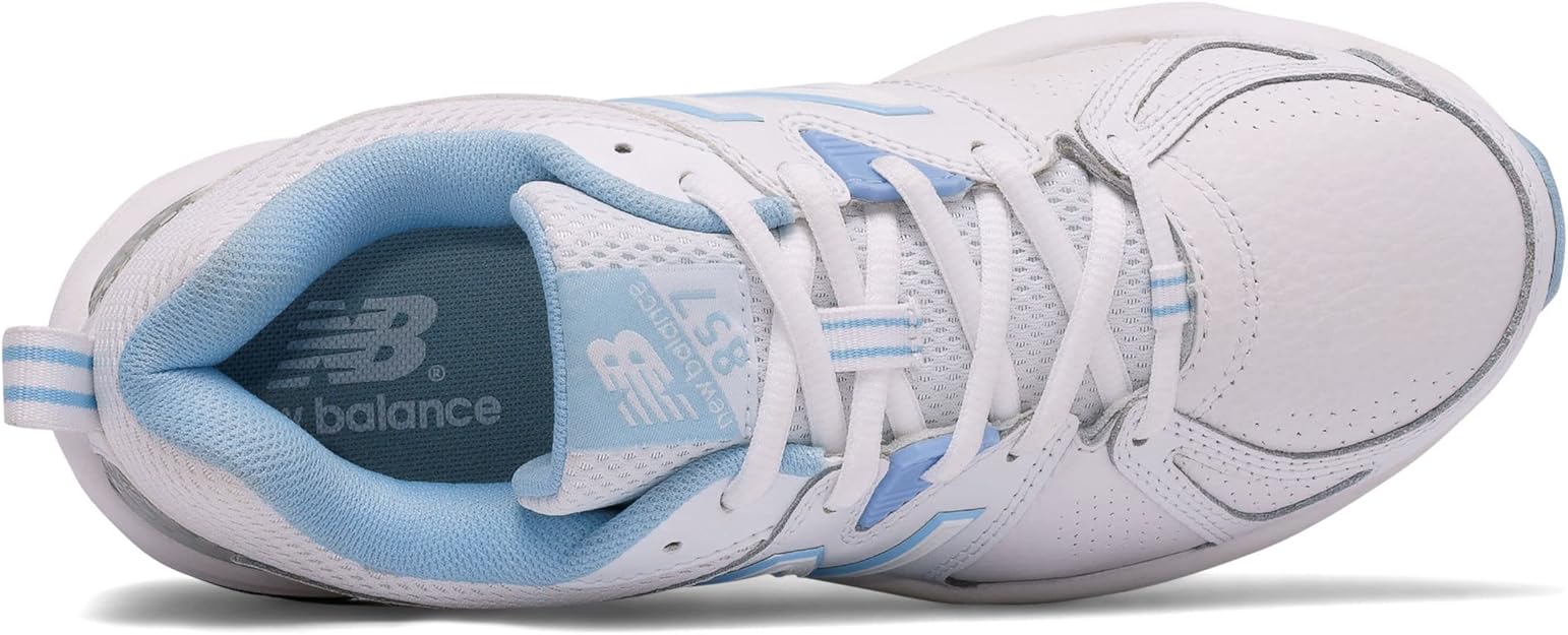 New Balance Women's 857 Cross Training Shoes, White/Blue, 6 US (Narrow) / 36.5 EU New Balance